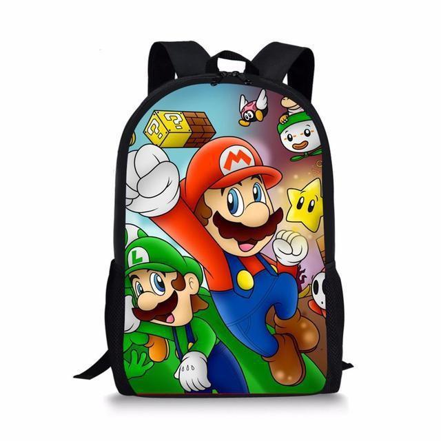 Double Super Mario Shoulder School Bag With Durable Material Pattern Playful