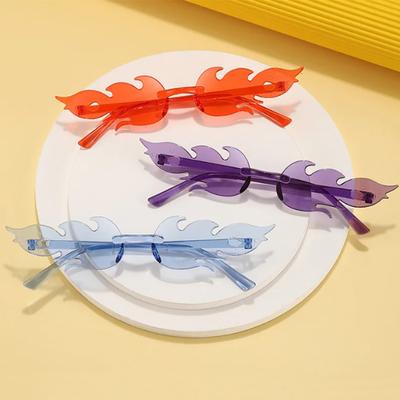 Flame Sunglasses Rimless Colorful Ball Party Candy Hip-hop Fruit One-piece Glasses Stylish Unique
