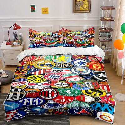 Football Club Logo Collage. Bedding Sets Duvet Cover Sets Duvet Covers Pillowcases(1 * Duvet Cover 2 * Pillowcases, Without Duvet Insert)