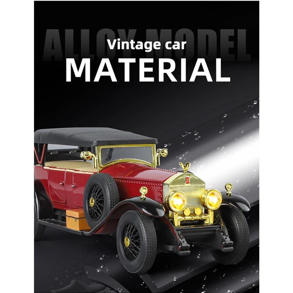 1/24 Rolls-Royce Phantom I Alloy Classic Luxy Car Model Diecast Metal Toy Retro Old Vehicles Car Model Sound and Light Kids Gift