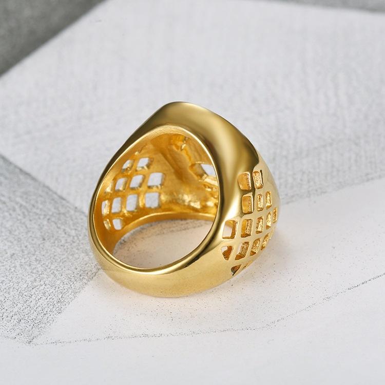 Horse Head Ring with Rhinestone Male Ring Fashion Jewelry Promotion Men Ring Gold Color Hip Hop 316L Stainless Steel