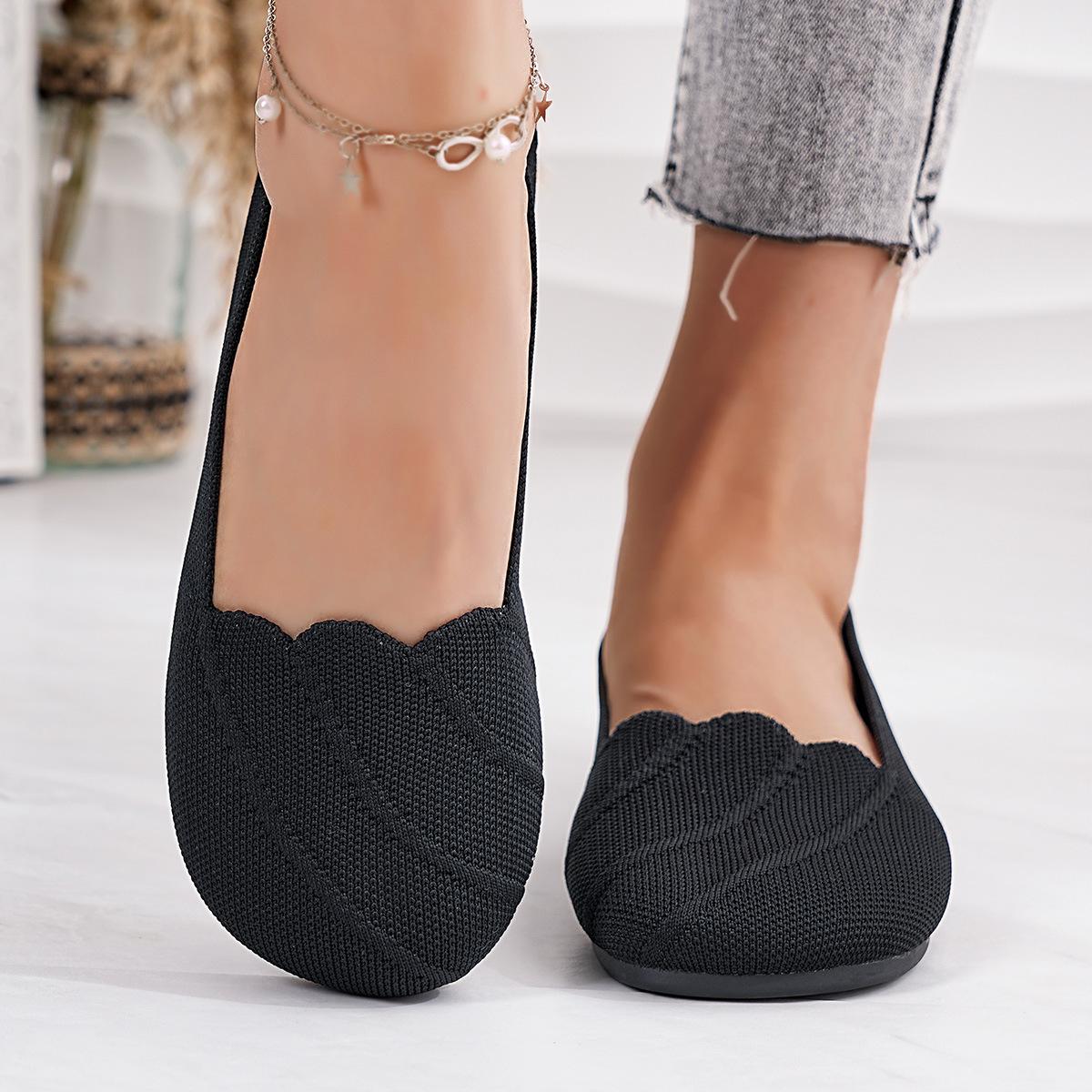 

New fly-woven mesh flat-soled single shoes women s summer shallow mouth one pedal soft sole large size breathable work shoes 36 чёрный