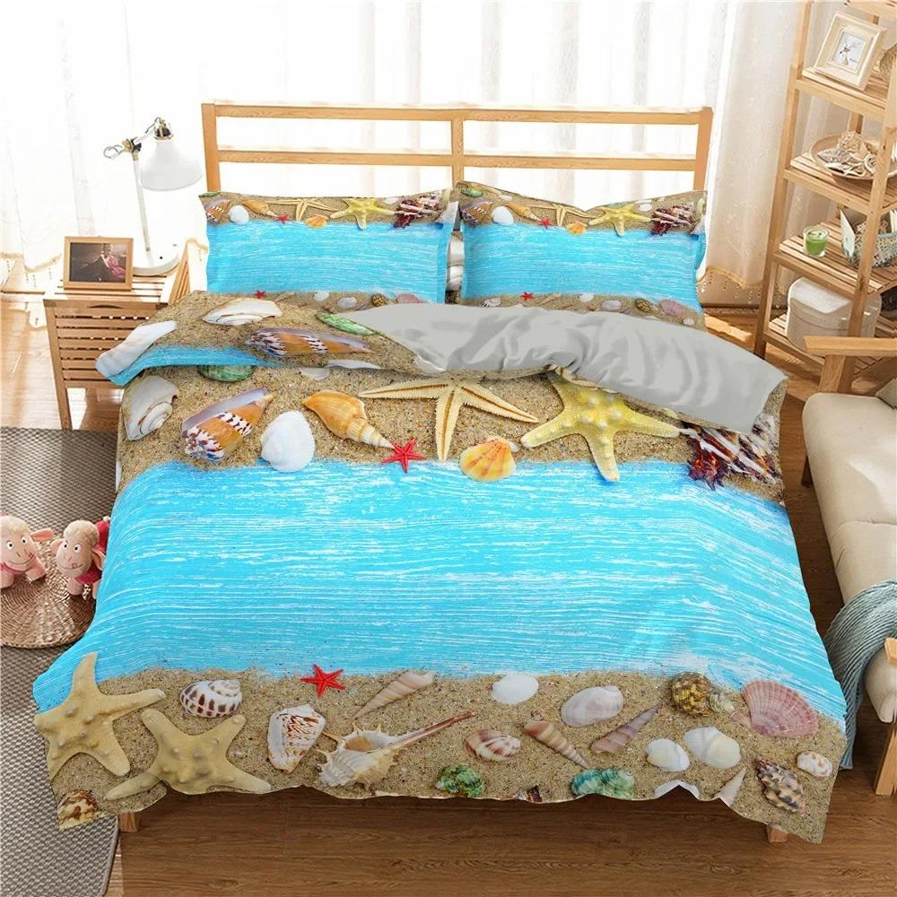 

Starfish Duvet Cover Set KingQueen Size,Hawaii Tropical Landscape Duvet Cover,Beach Conch Print Comforter Cover For Kids Teens 70x133cm 2pcs