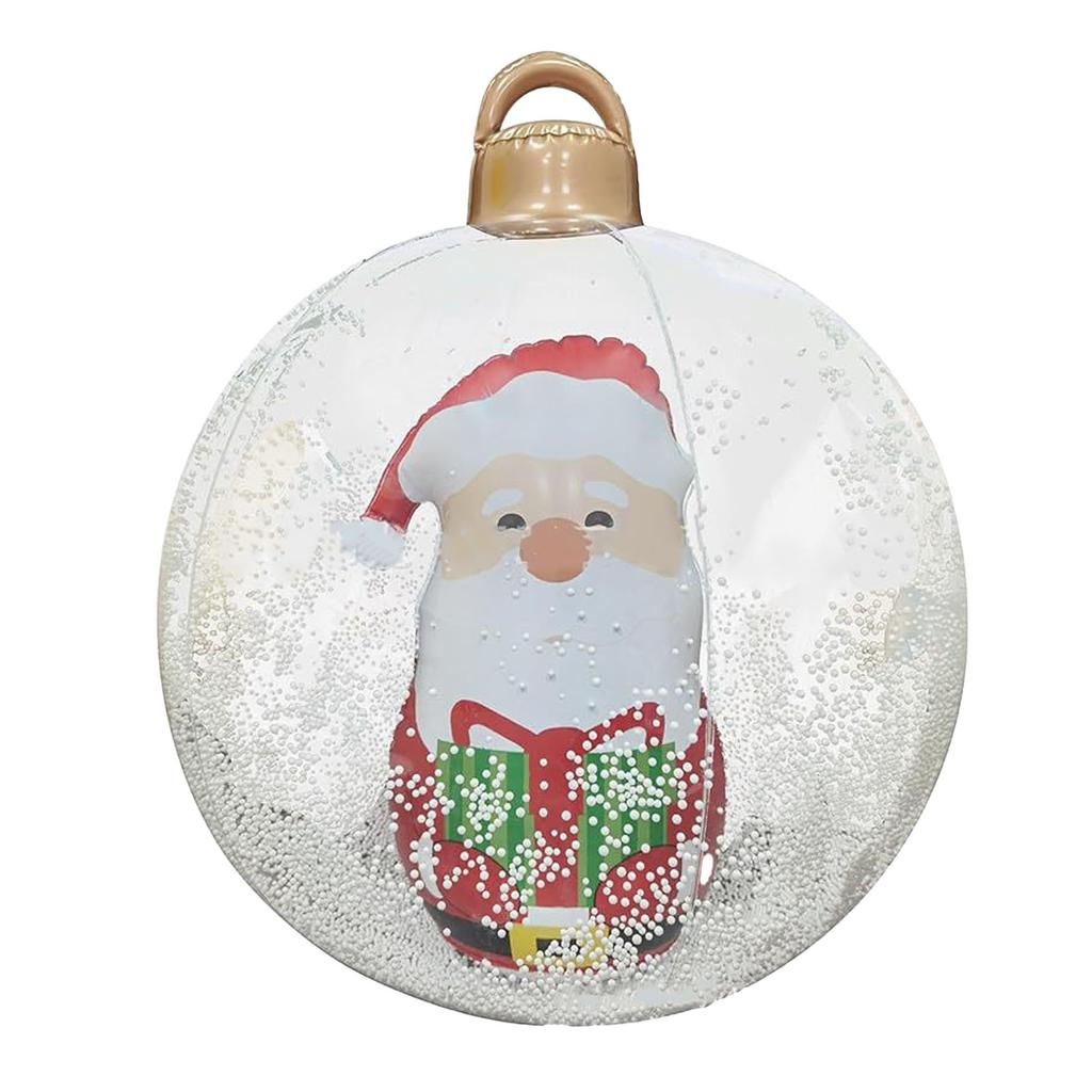 23.6in Inflatable Christmas Balls with LED Giant Light Up Decorated Ball PVC Foldable Clear Remote