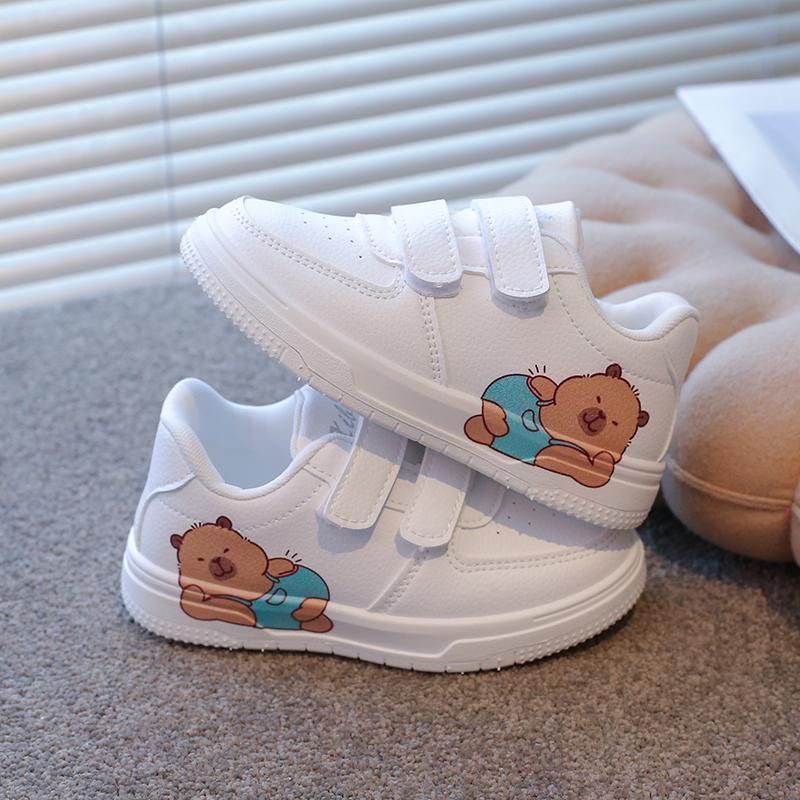 Cartoon Capybara Fashion Kids Shoes for Boys Girls Unisex Children Casual Sneakers White with Prints Easy To Wear Non-slip New