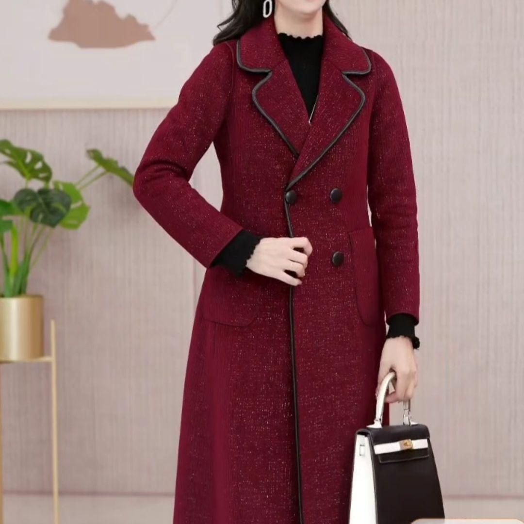 

Women s Autumn/Winter 2025 Woolen Coat with Plush Velvet Lining - Slimming and Stylish M (Recommended for 85-105 Jin)