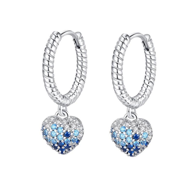 New 925 Silver Pink Heart Shape Women Earrings Brilliant Wedding Engagement Star Earrings Jewelry Gift