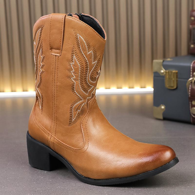 

Европейские и американские ветровые мотоциклетные ботинки мужская обувь с высоким берцем, модные ретро-сапоги Martin на молнии, кожаные ботинки с высокой талией, уличные ботинки 46 коричневый