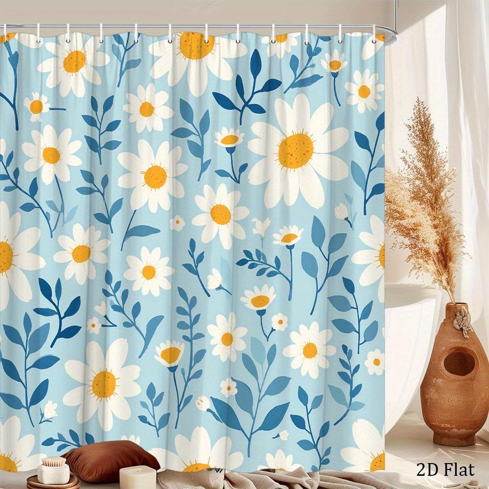 

Flat Illustration Daisy Shower Curtain 1Pc With 12 Hooks For Bathroom Home Decor Polyester 2D Print 70.8X70.8 Inch W60H190(CM)-1 Pcs