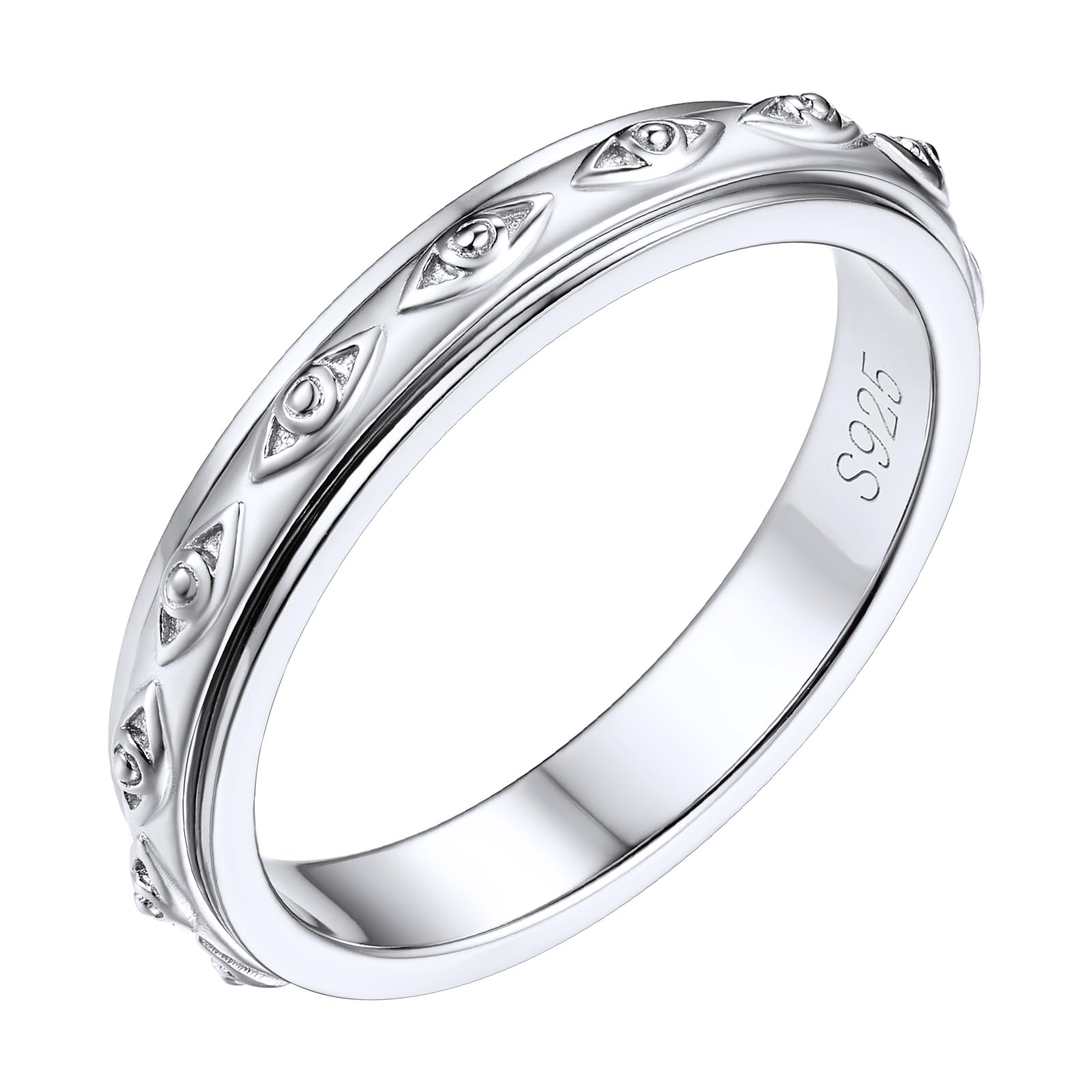 

Кільце 925 Срібне кільце Просте 12 Evil Eye Nazar Bonju Аксесуар [Silvora] Жіноче Чоловіче №.