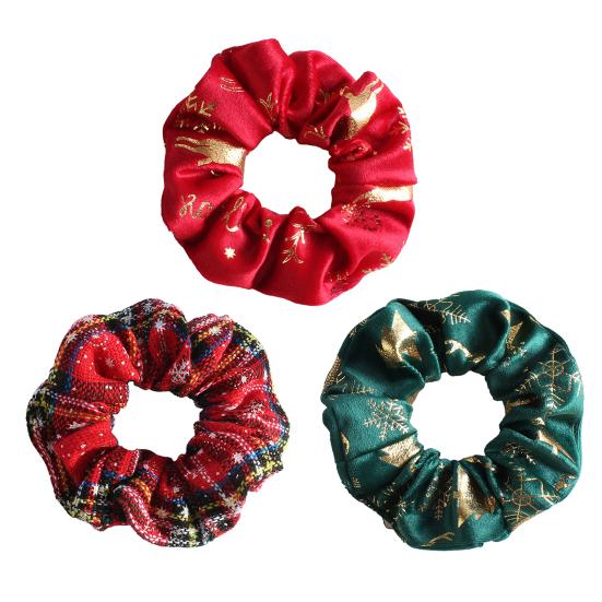 1/3/6Pcs Christmas Hair Ties Red White Velvet Hair Scrunchies Elastic Hair Band Ponytail Holder Glitter Sequins Snowflakes Hair Ropes