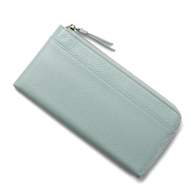 Portefeuille Long pour Femme JEANE.LIDYA, Cuir Véritable, Fermeture Éclair en L, Compact, Petit, Léger, Contient 14 Cartes, Comprend un Porte-Monnaie, Simple