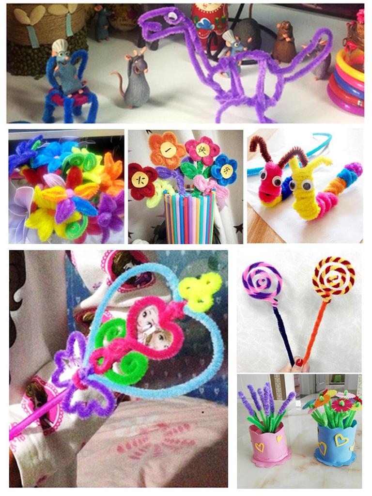 Colorful DIY Chenille Pipe Cleaner Bouquet - Plush, Handmade Spring Craft Pack In Macaron Shades for Children