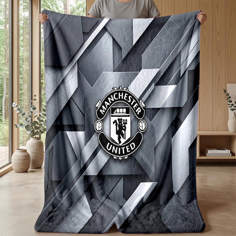 Manchester United Theme Blanket Soft Flannel Blanket Plush Throw Blanket Cozy Sofa Bed Blanket for Home Decor