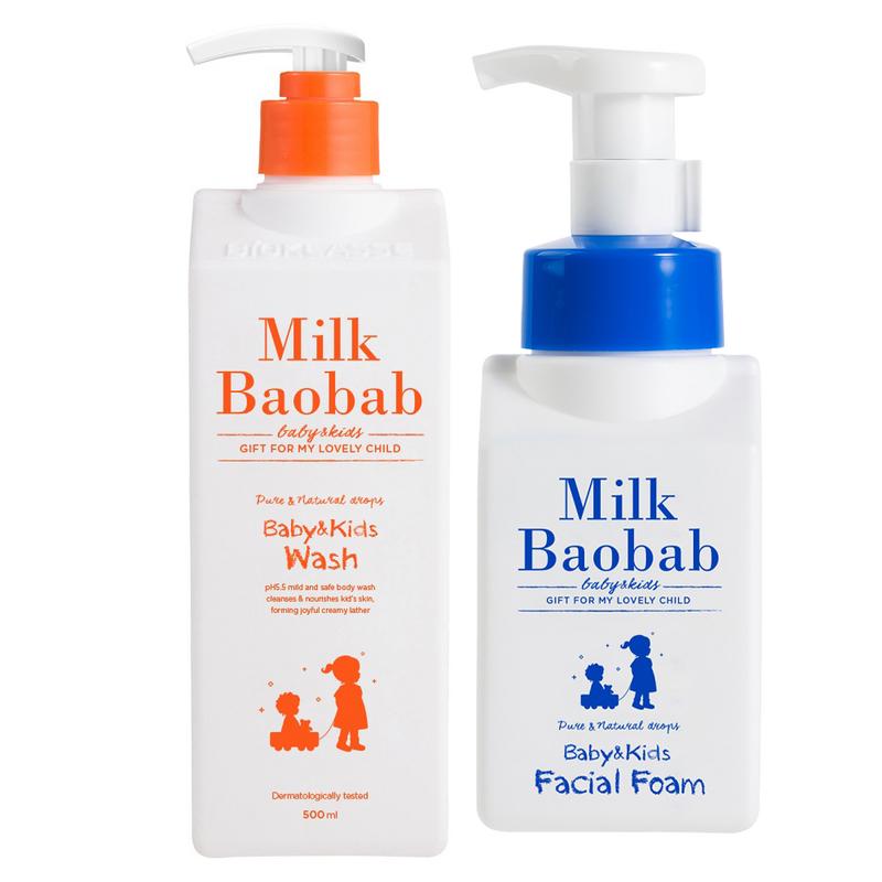 Milk Baobab Baby & Kids Body Wash 500ml 1p + Facial Foam 300ml 1p, 1 Set