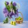 1000pcs/Puzzle Game for Endurance And Logic Training - Exquisite Puzzle - (Purple White Lilac Green Apple Basket on Shallow Table with Blue Background