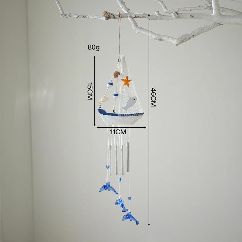 

*1PC Mediterranean Style Creative Wind Chimes, Small Boats, Sailboat Decorations, Wooden Sailboat Models, And Hanging Ornaments