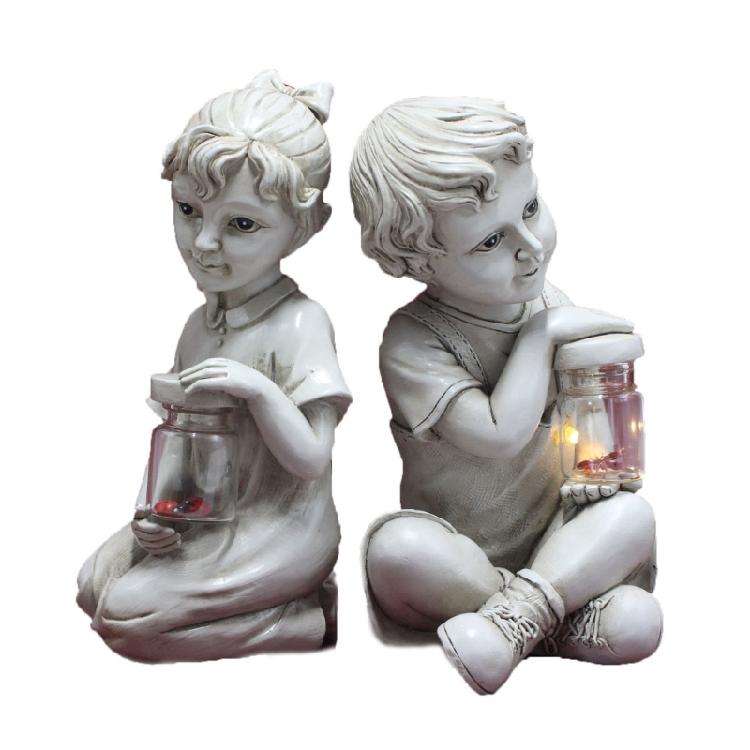 Садовые Солнечные Статуэтки Детей Мальчик Девочка Статуэтки Смола Детские Фигурки Скульптура 1