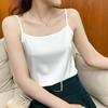 25 Summer Silk Slim-fit V-neck Camisole, Single Strap, Sleeveless, Solid Color, Versatile Imitation Silk Vest