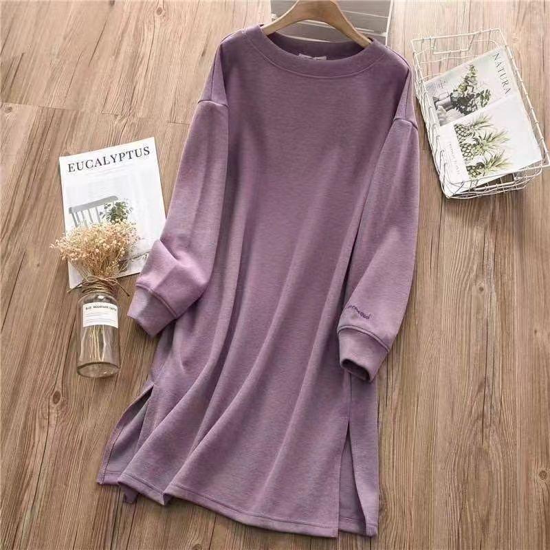 Sweatshirt for Women Cotton Oversize  Fleece Thickened Loose Round Neck Casual Pullover Long Sleeve Long Top Sweatshirt