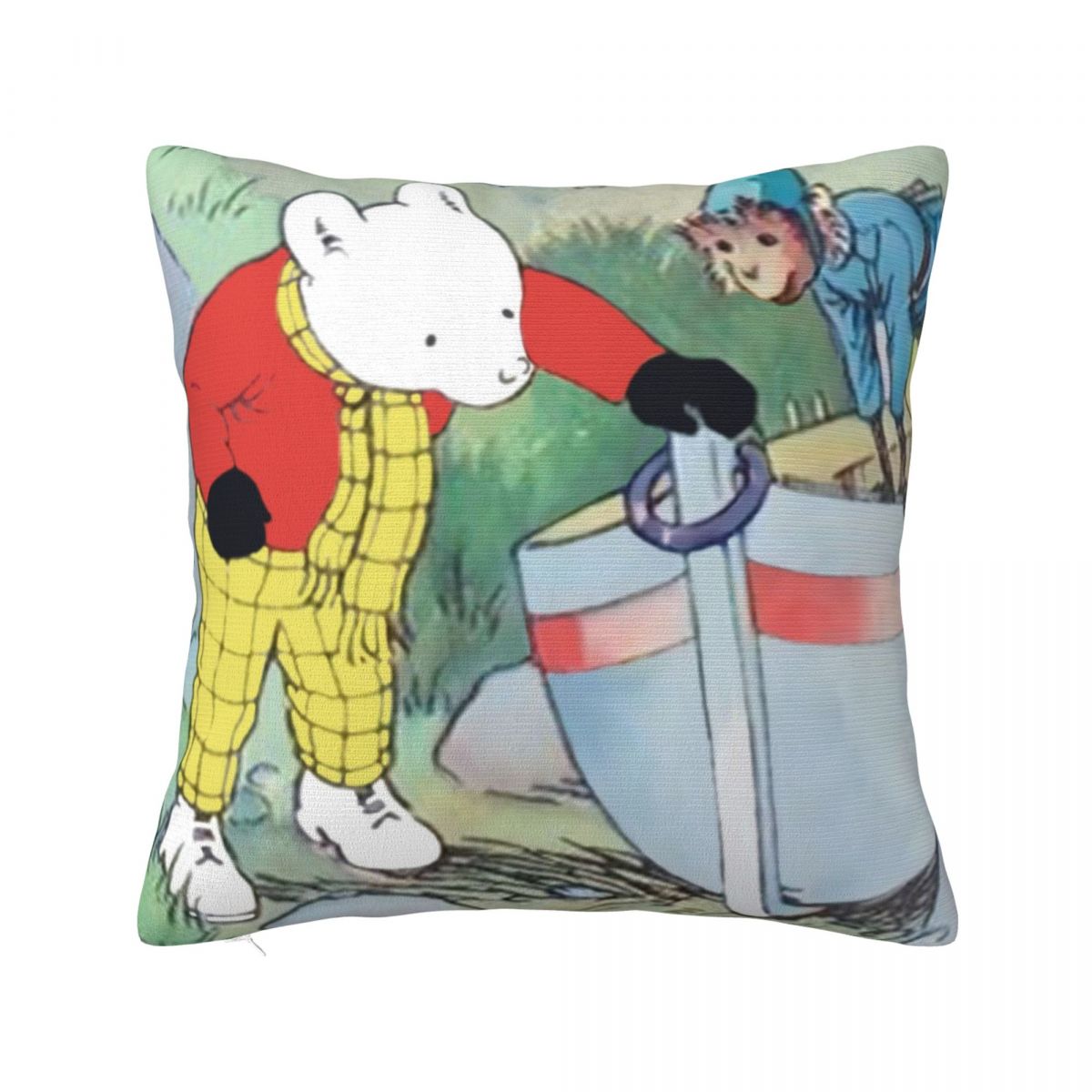 Anime Rupert Bear Square Pillowcase Cushion Cover Pillow Case Throw Pillow Cover for Home Bedroom Car 12x12Inch