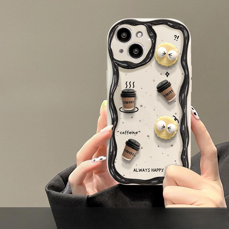 Applicable To Apple 14promax Mobile Phone Case IPhone 15/13 Coffee Briquette Three-dimensional Doll 12mini Silicone 7