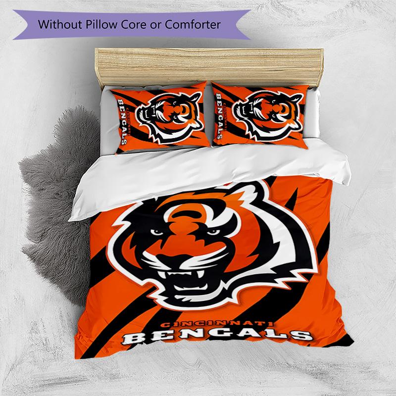 3pcs Cincinnati Bengals LOGO pattern bedding set duvet cover set includes duvet cover &pillowcases,perfect all season bedroom decoration&gift