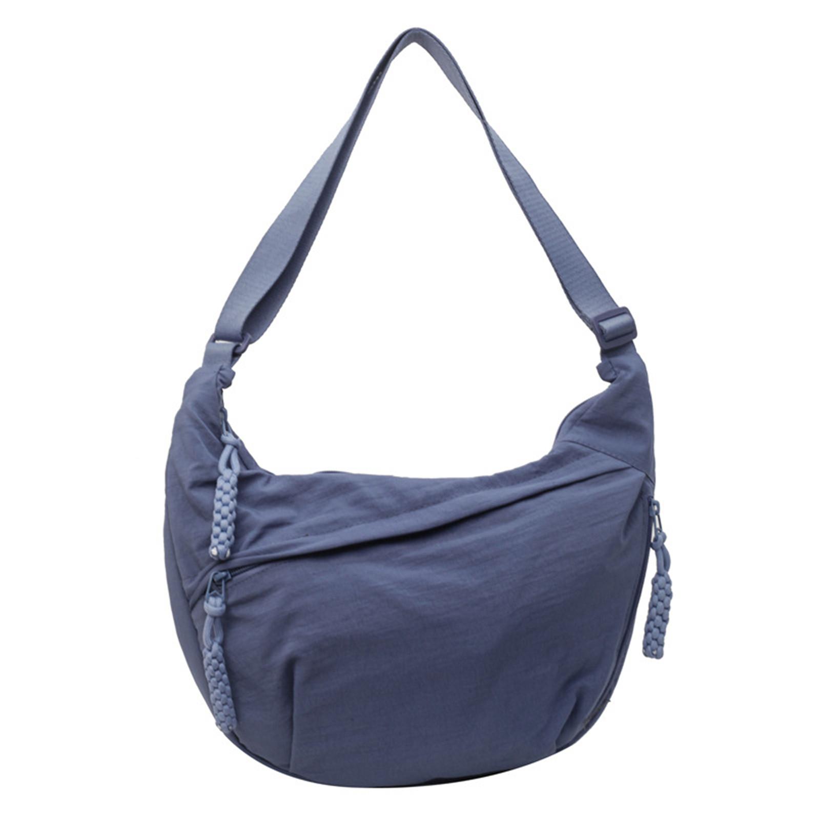 Weft Nylon Halve Maan Dumpling Tas voor Dames Heren Lichtgewicht Crossbody Tas met Meerdere Vakken Trendy Schoudertas blauw