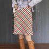 Retro Colorful High-Waist Plaid Midi Skirt for Women - Spring/Fall/Winter 2026 Fashion, Slimming & Hip Covering Design
