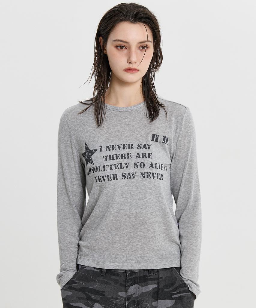 HOODHOOD Never Say Never Long Sleeve T-Shirt Gray