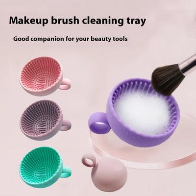 Silicone Makeup Brush Cleaning Pad Cleaning Box Hand-held Portable Cleaner Beauty Brush Cleaning Bowl