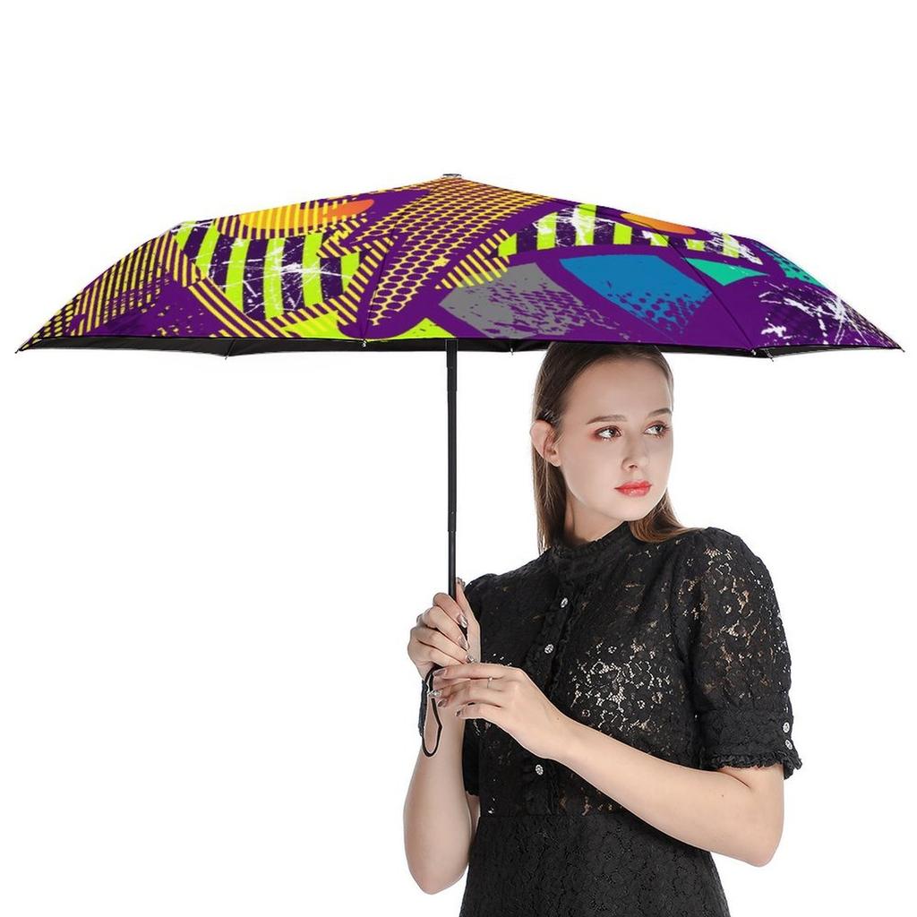 1 Pack Automatic Umbrella Featuring Reinforced Ribs And Anti Uv Coating For Travel With Graffiti Inspired Feel