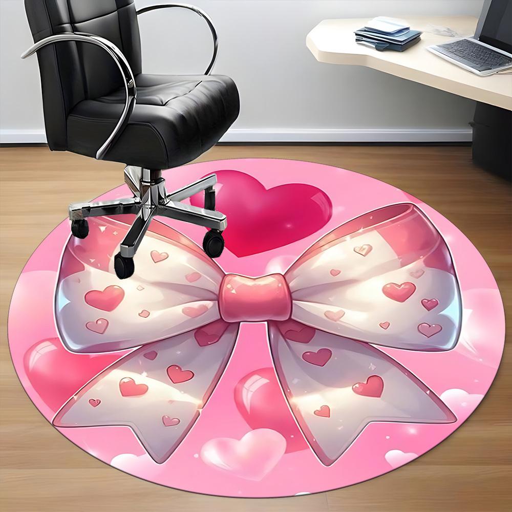1pc Bowtie, Heart Chair Carpet for Office, Non Slip, Soft and Durable Office Rug for Interior Decoration
