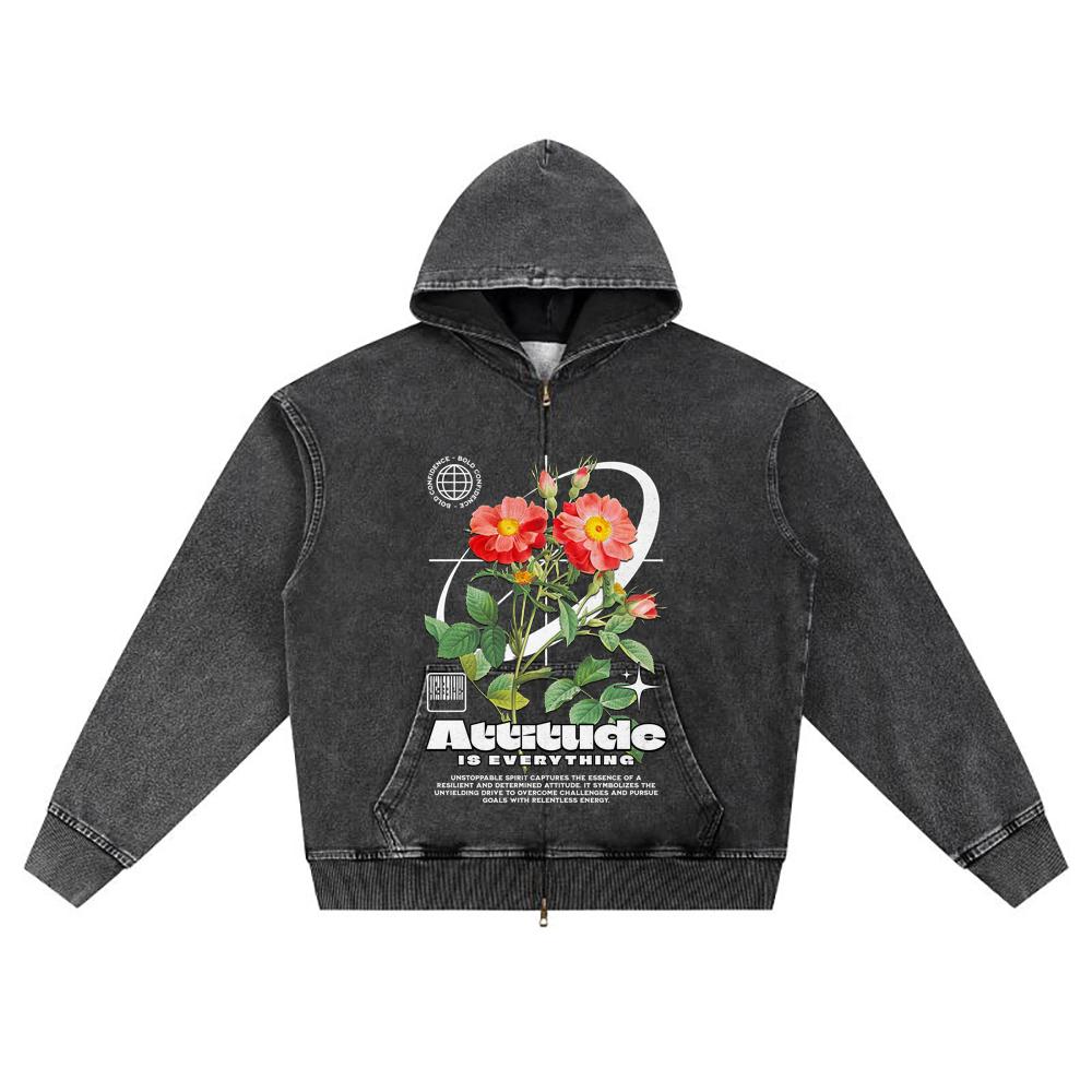 

DTG print Knitted Denim Zip-Up Hoodie Streatwear Brother Print Zipper Hoodies S