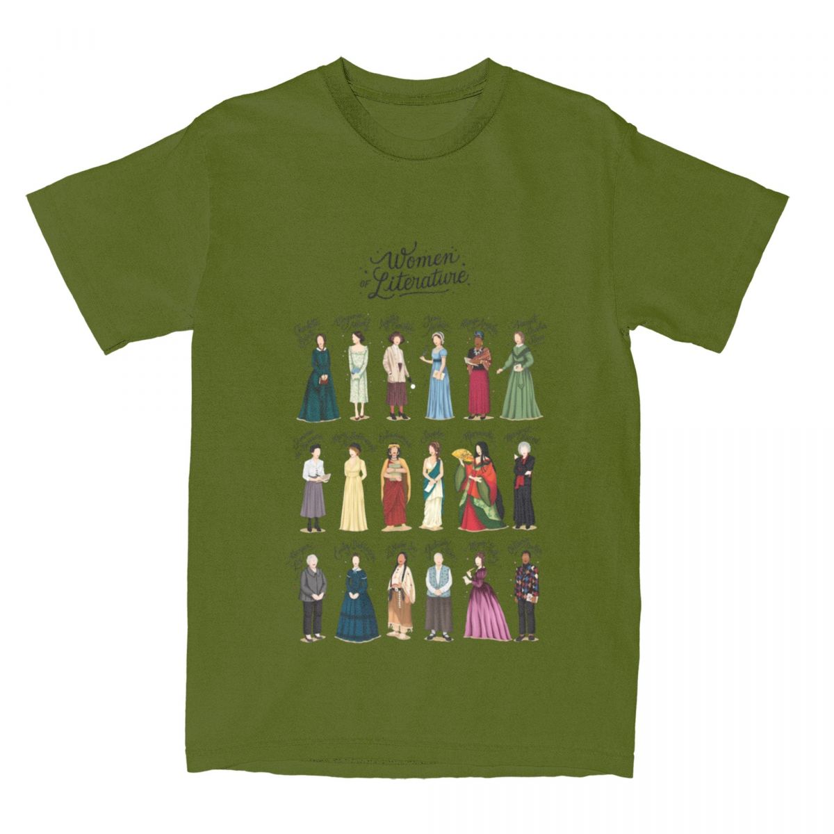 

Famous Iconic Women Of Literature T Shirts Bibliophile Book Lover Bookworm Apparel Novelty Tee Shirt T-Shirt Pure Cotton 4XL