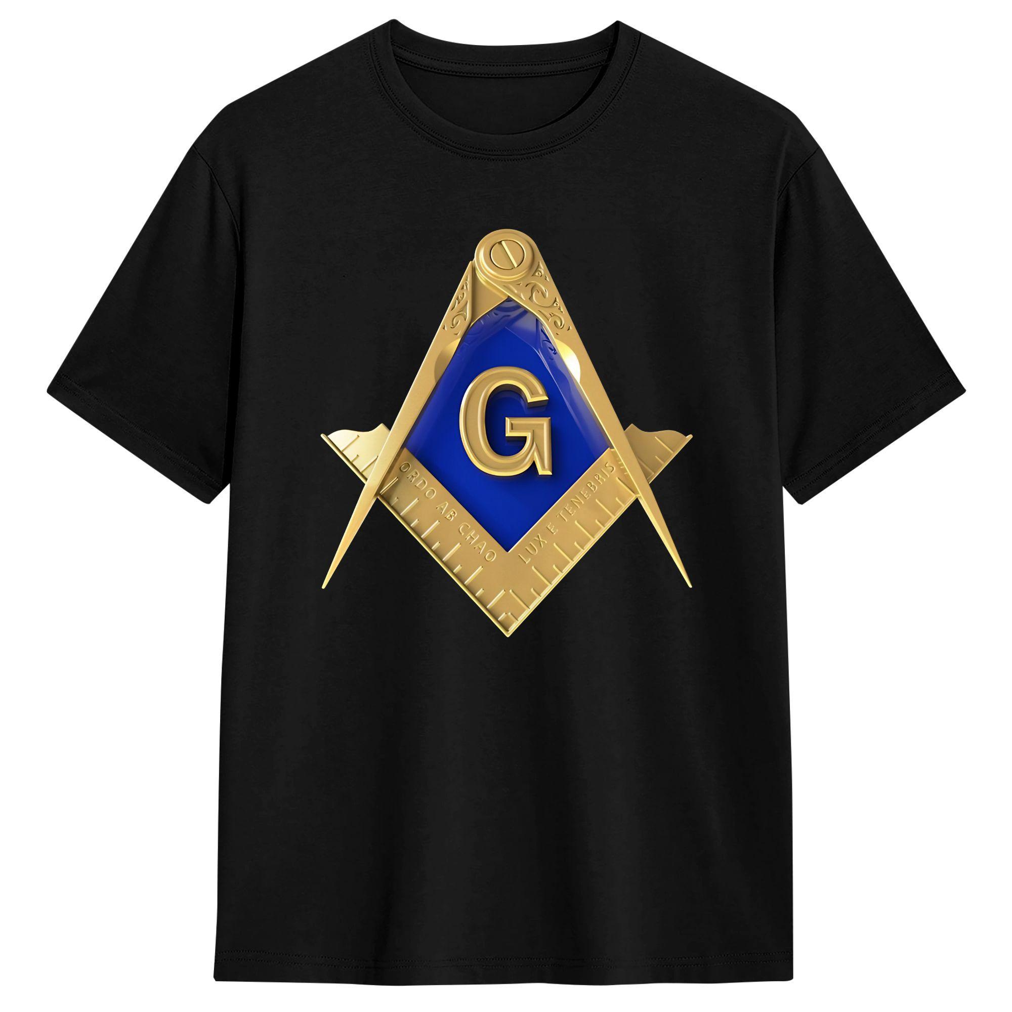 

T-Shirt Summer Freemason Square Compass Gold Masonic T-Shirts Pure Cotton Tshirt for Men s Plus Size Short Sleeve Tops 5XL різнокольоровий