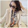 Silk Scarf European and American Simple Stripe Simulation Silk Small Square Scarf Female Professional Flight Attendant Versatile Temperament Scarf Tie