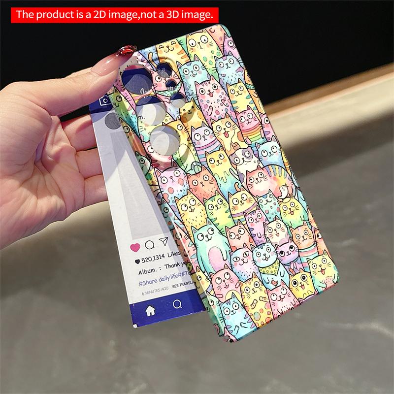2DFlat Samsung phone case Colorful Watercolor Cats Phone Case Applicable to Galaxy S22 S23 S24 S25ULTRA S26 A12 A13 A14 A15 A16 A34 A35 A54 A55