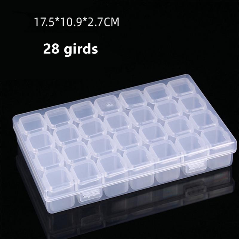 

Коробка для серег и ожерелий с 28/56 ячейками, контейнер для хранения алмазной живописи с пазами, коробка для ювелирных колец, инструмент для вышивки бисером