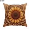 1pc 2D Flat Throw Pillow Covers Autumn Harvest Sunflower Wheat Mandala Boho Style Brown Golden Tan Soft Velvet Washable Pattern Pillow Covers Living R