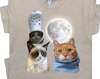 Drei Katzen Vintage Grafik T-Shirts, Retro Katze Mond T-Shirt, Katzenliebhaber, Lustiges Katzen-T-Shirt, Oversized Gewaschenes T-Shirt, Meme T-Shirt, Hässliche Shirts