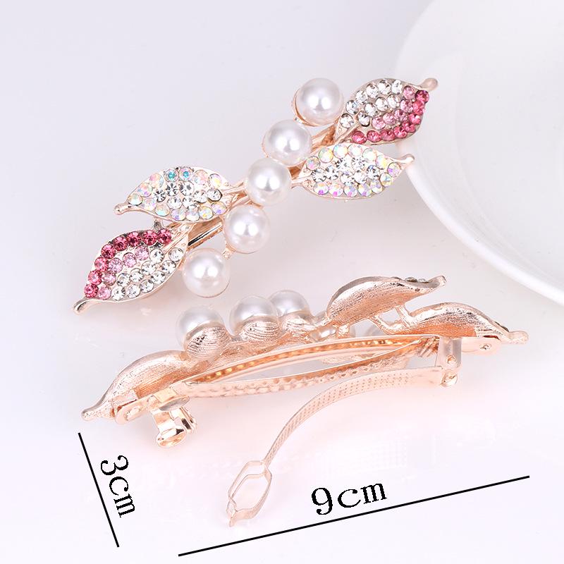 Colorful Pearl & Rhinestone Flower Bow Hair Clip
