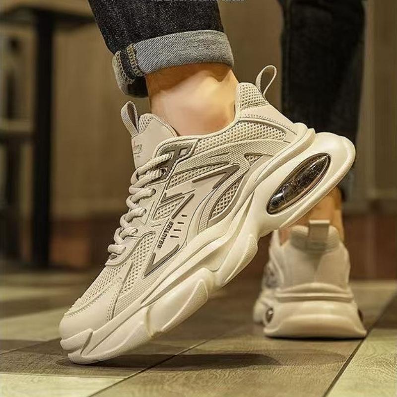 New Men Casual Shoes Breathable Mesh Platform Sneakers Light Air Cushion Soft Sole Sports Shoes Summer Low-top City Walk Casuals