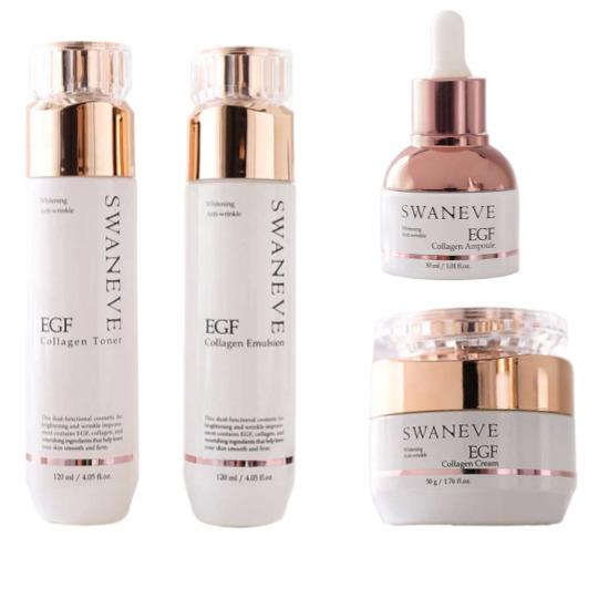 Swaneve EGF Collagen 4-Piece Skincare Set – Toner, Emulsion, Ampoule & Nutrition Cream EGF Collagen 4-Piece Skincare Set