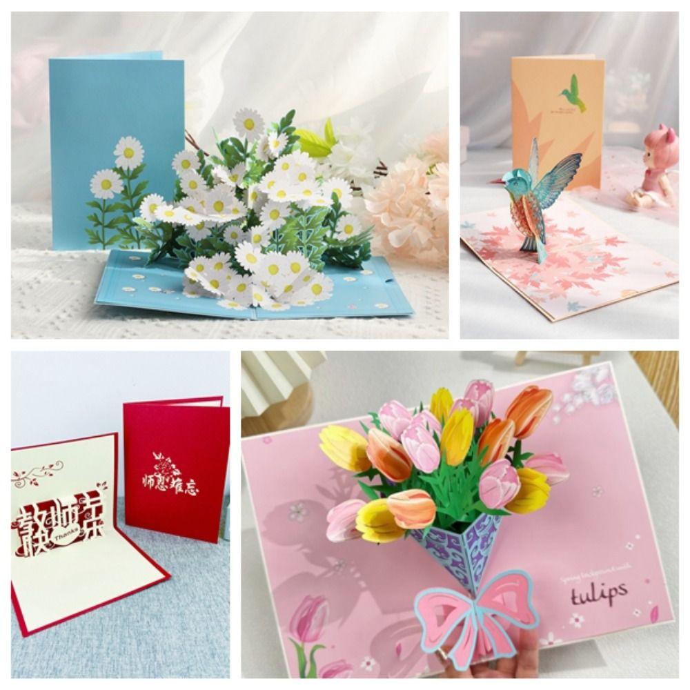 Foldable Holiday Greeting Card Paper Invitation Cards Creative Pop-Up Greeting Card  Mid-Autumn