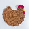 Crochet Hen Coaster, Handmade Chicken Shape Knitted Mat for Coffee Cup, Cute Kitchen Countertop Bar Accessory