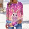 Women's Daily Casual Long Sleeved Easter Printed Round Neck Top