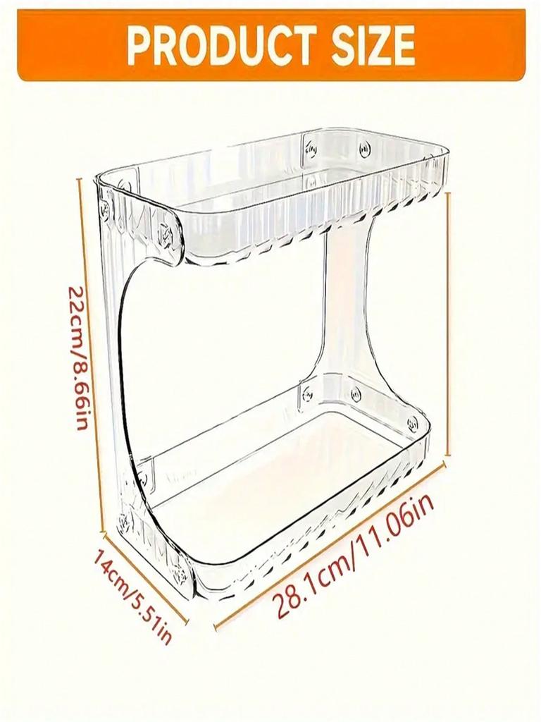 2-Tier Transparent Plastic Desktop Cosmetic Storage Box with 2-Tier Shelves & 4-Wheel Base - Space-Saving Organizer Tray, Freest