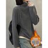 Autumn/Winter Color Block Women's High-Neck Velvet Long Sleeve Slimming Shirt