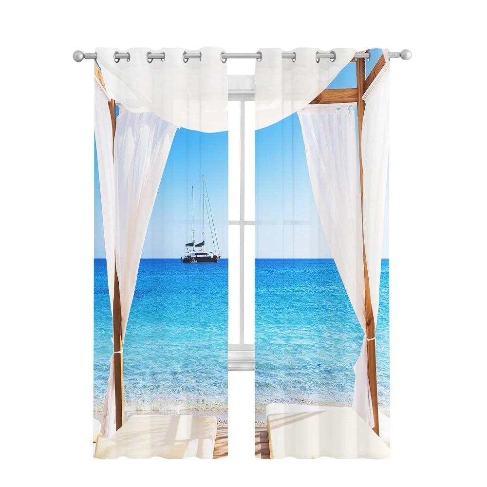 Bali Landschaft Ozean Urlaub Gardinen Wohnzimmer Fenster Tüll Vorhänge Für Schlafzimmer Küche Home Dekoration Voile Vorhänge